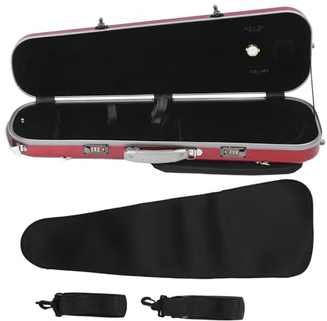 Eujgoov 4/4 Volle Größe Geigenkoffer Hardshell -Kohlefaser Tragbar mit Kennwortsperrung, Rotem, Professionellem Studenten, Sicheren Reisen, Funktionen, Hygrometer, Robust, Anwendbares