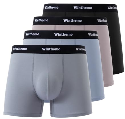 Winthome Calzoncillos Hombre Boxer Algodon (Lote de 4) - Boxers para Hombres Transpirable Cómodo, Ropa Interior Hombre Suave y Duradero, con Elástico, Etiqueta Sin Costuras (S-2XL)