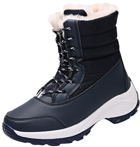 Stivali invernali da donna, antiscivolo, imbottiti, imbottiti, caldi, leggeri, invernali, Blu scuro, 41 EU