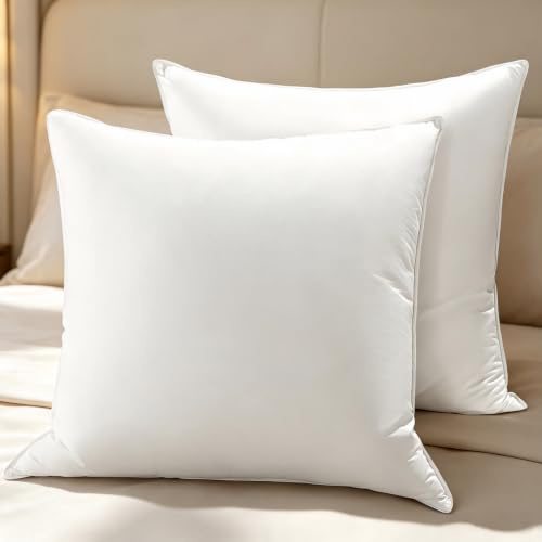 DEITAS Daunenkissen für Optimalen Nackenstütz, Luxus Federkissen mit 3 Kammer Füllung zum Schlafen, Weiche & Atmungsaktive 100% Baumwollbezug (80x80 cm (2 Stück))