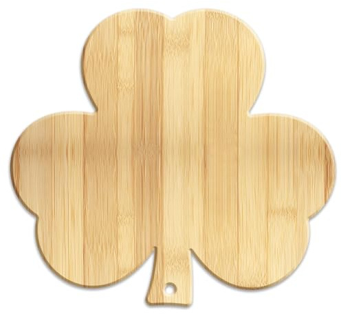 WEBEEDY Tabla de cortar de madera de bambú de trébol, queso decorativo y charcuterie para cocina, tabla de cortar para queso, fruta, regalo de inauguración de la casa, 34 x 31,6 x 1,5 cm
