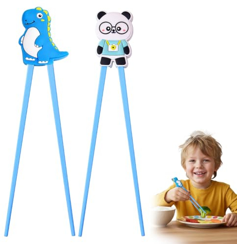 BLPRKOT 2 Piezas Palillos Chinos para Niños, Palillos Japoneses, Palillos Niño de Entrenamiento, Reutilizables para Principiantes, Lindos Palillos de Animales