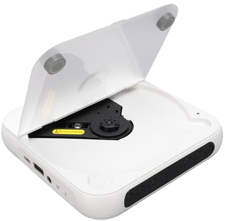 Bewinner Lecteur CD Portable avec Bluetooth, Lecteur CD de Voiture avec Radio FM et Entrée Auxiliaire 3,5 Mm, de Musique Compact avec Fonction Anti-Saut, Batterie Rechargeable
