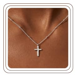 Maxcate 925 Silber Kreuz Halskette Damen, Kreuz Anhänger Kette 925 Silber Cross Necklace Taufkette Halskette Frauen Mädchen Schmuck Geschenk Weihnachten, 41/46/51/56 cm