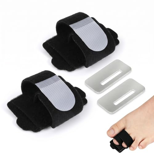 2 Pezzi Correttore Dita a Martello con Piastra in Alluminio, Raddrizza Dita Piedi Regolabile per Alluce Valgo e Dita Sovrapposte, Tutore Piedi Traspirante e Confortevole, Nero, Unisex