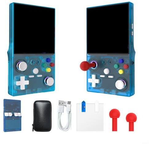 EffiFish Console di gioco portatile, schermo HD da 4 pollici, WiFi, multiplayer, portatile, dispositivo ABS bianco (blu)