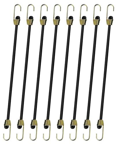 8 Stück 25cm Spanngummi mit Haken Set - Elastische Gepäckspanner, Expander mit Haken, Mini Gummi Spanngurte - Robuste Kurz Planenspanner - Gummispanner für sicheres Transportieren (Schwarz)