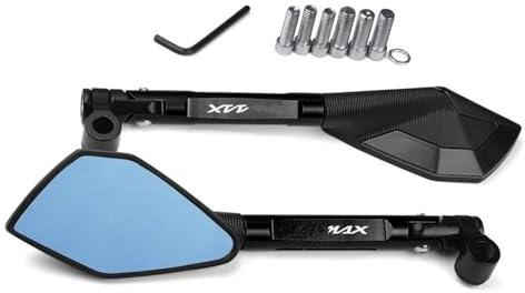 Espejo de Montaje Espejos Finales del Manillar De La Motocicleta Espejo Retrovisor Azulado Antideslumbrante para Xmax X-MAX 125 250 300 400 Accesorios(Negro)