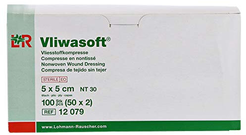 Vliwasoft Lot de 150 compresses non tissées 5 x cm 4 couches