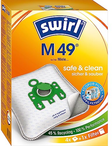 Swirl Y 298 EcoPor Staubsaugerbeutel (4 Beutel), reißfeste Staubbeutel für einige Bomann, Clatronic & Dirt Devil Staubsauger, 99,9 % Filterung von Hausstaub & allergenem Feinstaub