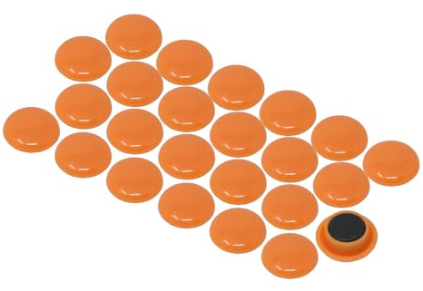 Grands Aimants de Bureau de Planification Orange pour Réfrigérateur, Tableau Blanc, Tableau D'Affichage de 40mm dia x 8mm de Haut - Pack de 12