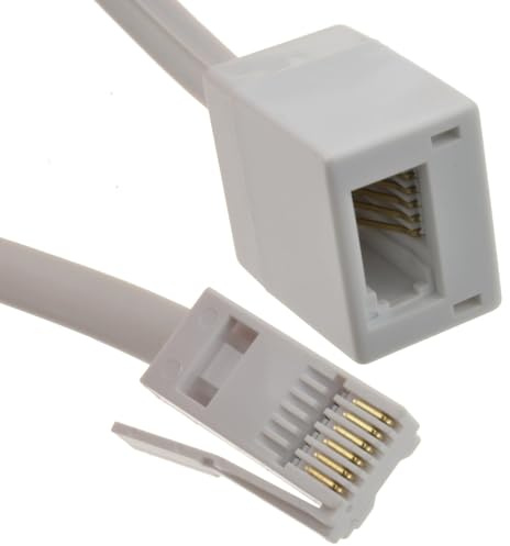 kenable BT Telephone Extension Lead 6 Wire 631a Cable for Office & Home Phone Line 10m White