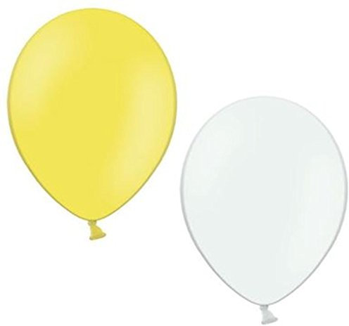 BELBAL 100 Luftballons je 50 gelb & weiß Qualitätsballons 27 cm Ø (Standardgröße B85)