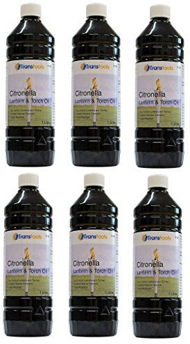 6 x Transtools Insect Repelling Citronella Lantern, lamp and Torch Oil - 1 Litre