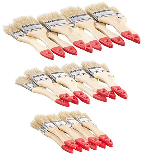 AGT Malerpinsel: 30-teiliges Flachpinsel-Set mit Holzstielen und Naturborsten, 3 Größen (Malerpinsel-Set, Pinsel-Set, Werkzeug)