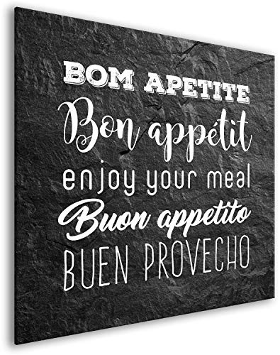 murando Glass Splashback for Kitchen Backsplash Cooker Protector Tempered Glass Decorative Wall Art Panel Heat Resistant Graphic 60x60 cm / 24x24 Bon Apetit black white m-C-0336-aq-a
