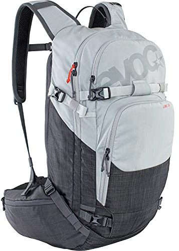 EVOC LINE 30 All-Mountain-Tragerucksack (NEURALITE SYSTEM, Skihalterung, separates Lawinenfach mit Notfallplan, leicht zugängliches Hauptfach, BODDY HUGGING), Silber/Karbongrau meliert