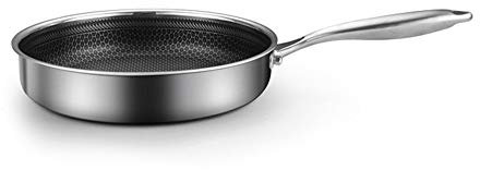 ChengBeautiful POÊLON 28cm antiadhésifs Poêle en Acier Inoxydable Couvercle Omelette Poêle à Frire for Cuisson des Steaks Légumes Omelette Pan (Color : Silver, Size : 28cm)
