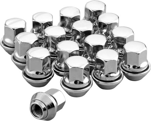 eSynic 16 Pack Professional Wheel Nuts Set for Ford Aluminum Alloy Steel Hex Wheel Nuts M12x1.5 Locking Wheel Nut Bolts Chrome Mild Steel 19mm Hex Taper Washer for Ford Focus Fiesta Mondeo etc