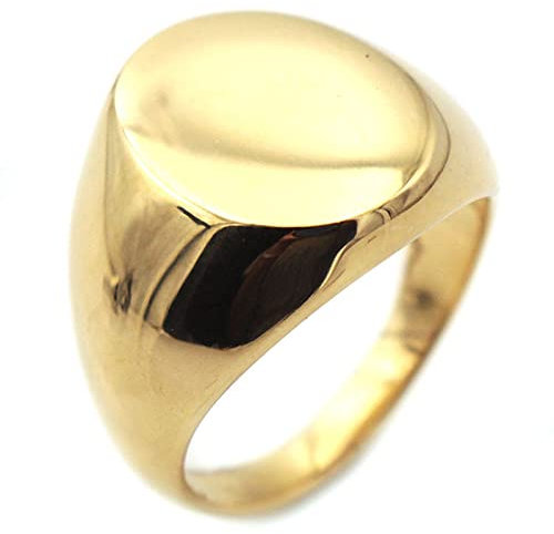 Edelstahl Ringe Herren, Ring Mit Gravur Personalisiert Männer Runder Flacher Siegelring Aus Gold Größe 62 (19.7)