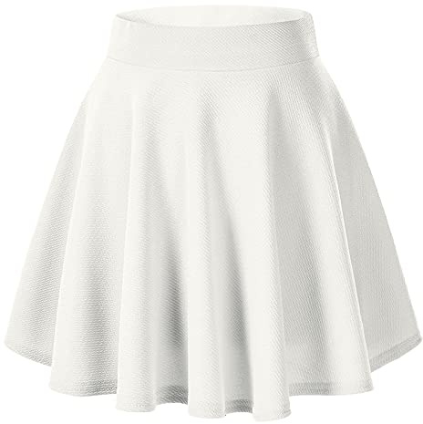 TIMEMEAN Minijupe Patineuse évasée pour Femme Jupes De Travail Uniformes Plissées De Couleur Unie Extensibles Polyvalentes De Base