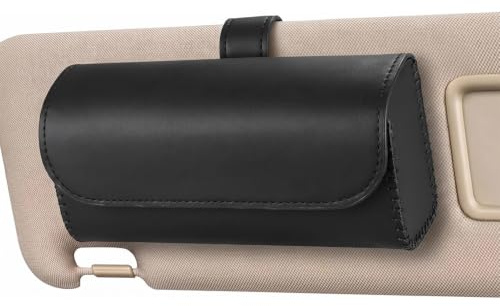 TSLBW Brillenetui Auto, Brillenhalter für Auto Sonnenblende, Auto Brillenhalter Sonnenblende Brillenetui Sonnenbrillen Etui Auto mit Magnetischem Funktion für Auto SUV RV LKW (Noir)