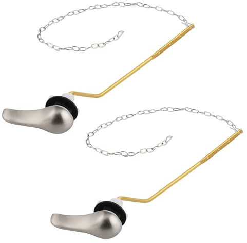 iFealClear 2 Pack Universal Metal Toilet Handle Replacement Kit, Side/Angle Mount Toilet Tank Flush Lever with Lock Nut, Solid Brass Toilet Trip Lever Fit Most Toilets, Brushed Nickel