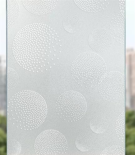 BESTORI Fensterfolie Blickdicht Sichtschutzfolie Fenster Statisch Haftend Selbstklebend Milchglasfolie Anti-UV Dekofolie für Schlafzimmer Badezimmer Küche 80 x 150 cm, Rund
