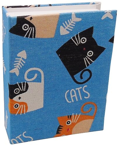 Dankeler Álbum de fotos para niños, 100 bolsillos, estantería de 10 x 15, álbum de fotos para bebés, libro de fotos con cubierta de lino deslizable para la familia(Gato)
