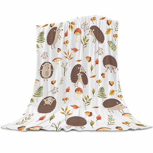 Abaysto Hedgehog Blanket Cute Animals Super Soft Warm Bed Bedding Throw Blankets Girls Boys Gifts for Couch Bedroom Sofa Office Car Decor, All Season Flannel Plush Blanket for Kids Adults 130x150cm