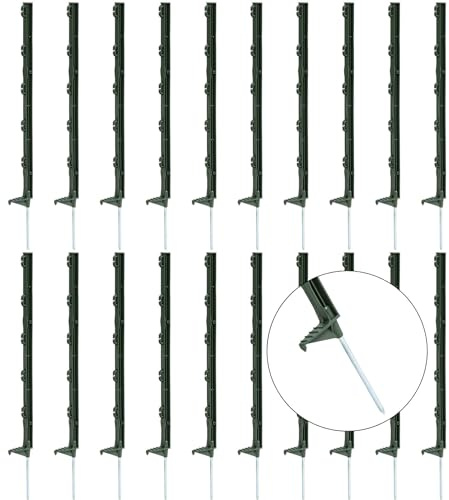 Agrarzone Weidezaunpfähle Eco 70cm grün 20x Weidezaun Elektrozaun Pfähle | Fiberglas, Einzeltritt, 5 Ösen, Hühnerzaun, Garten, Elektrozaun