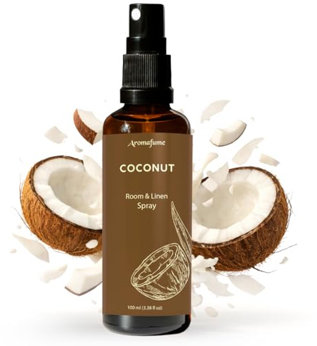 Coconut Room, Linen & Pillow Spray by Aromafume | 100ml/3.38 fl oz | with Pure Coconut Essential Oil | Aromatherapy Spray for Relaxation, Sleep & Stress Relief | Mist for Bedding, Fabrics
