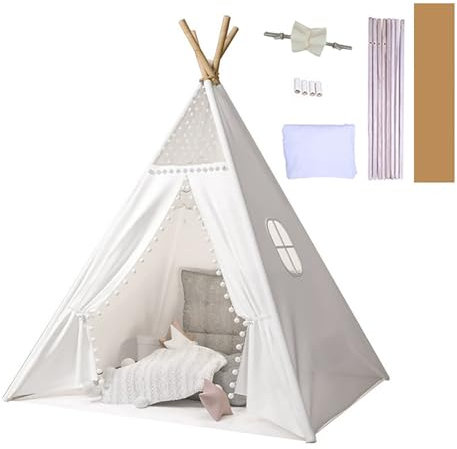 Baketron Kindertipi Spielzelt Tipi Zelt für Kinder Kinderzimmer Deko Kinderzelt Für Drinnen Spielzelt Indoor Spielgeräte Spielzimmer Wigwam Faltbares Spielhaus