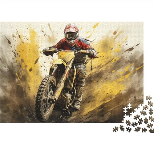 Motorrad Puzzle 1000 Teile,Geschicklichkeitsspiel Für Die Ganze Familie,Dirtbikes Motocross Puzzles 1000 Teile,Farbenfrohes Holz Puzzle Für Erwachsene 1000pcs (75x50cm)