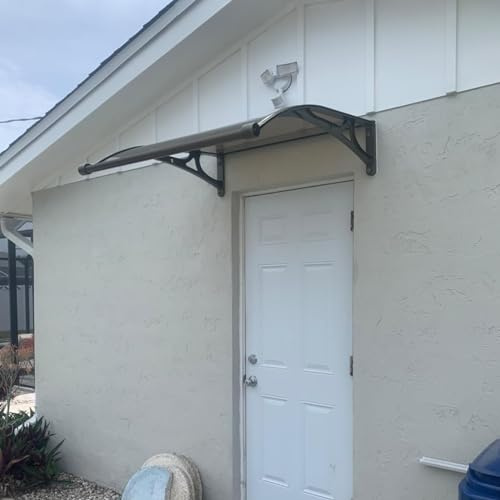 Toit Marquise de Porte en Polycarbonate,Marquise de Porte Extérieure,Conception Transparente/silencieuse/Fente pour Carte, Toit de Porte pour Garage, Balcon. (Color : Brown, Size : 80 * 200cm)