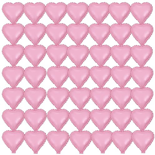 50 palloncini a forma di cuore in lamina di alluminio per San Valentino, 25,4 cm, palloncini rosa in mylar per matrimoni, compleanni, fidanzamenti e decorazioni per feste