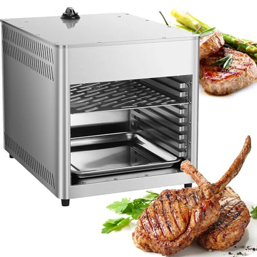 VNATWGOO 8-Tier Oven for Beef Chicken Vegetables, 800℃ Gas Steak Broiler, Indoor Commercial Steak Grill, Adjustable Temperature,NPJ003G