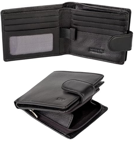 Lavalen Soft Leather Wallet for Men, Genuine Bifold with Zipper Coin Pocket