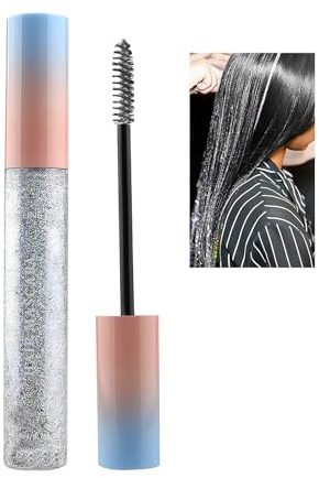 aopoka Temorary Hair Mascara, 8 Vibrant Colors Temporary Hair Dye, Safe Green Formula, Hair Color for Parties, Music Festivals, Birthdays, Hair Chalk for Kids and Women Not-Greasy #sparkly silver