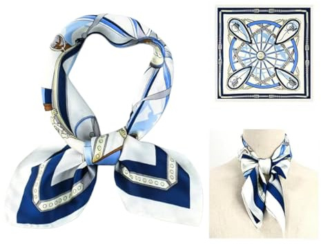 CULEO Schals für Damen, halstuch damen seidentuch 1 Stück Damen Seidenschal Seidentuch quadratisch Leichtes Retro Elegantes Kopftuch Sonnenschutz Vier Jahreszeiten 70×70cm (Blau)