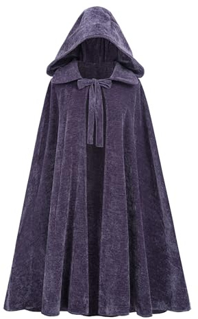 FCCAM Cape courte médiévale avec capuche - Cape médiévale pour femme - Manteau gothique pour femme - Veste gothique - Violet - Taille S