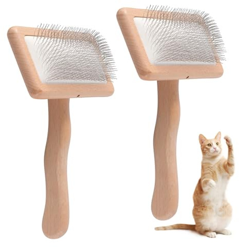 2Pcs Wool Carders Hand Carders, Wool Carding Brushes, Needle Felting Tools Brush, Carpet Needle Felting, Bamboo and Wood Air Cushion Pin Comb for Cats, Dogs, Pet Grooming(COLOR:2 Different Size)