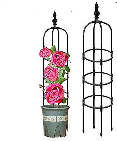 Garden Trellis for Climbing Plants Vine Jasmine 35.5 59 71 82.7 High Outdoor Tower Obelisk Garden Trellis Plants Support Flowers Stands (Black) (9.8/25cm Dia. x 59/150cm H)