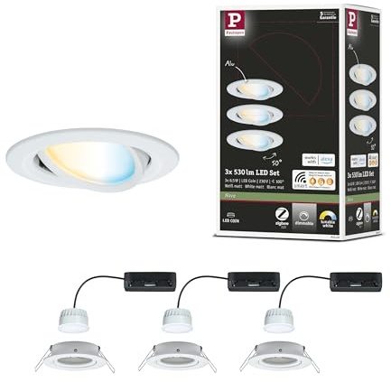 Paulmann 92440 LED Einbauleuchte Nova Coin rund 84mm 50° Tunable White 3x6W 3x500lm 230V Weiß matt Alu Druckguss