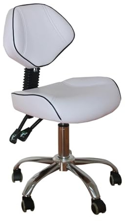 FXLUHAY Mehrzweck-Büro-Zeichenhocker mit Rückenkissen und Rädern, 19~24 hoher Komfort-Salon-Sattelstuhl, for Dentalstylisten und Tätowierer(Style2)