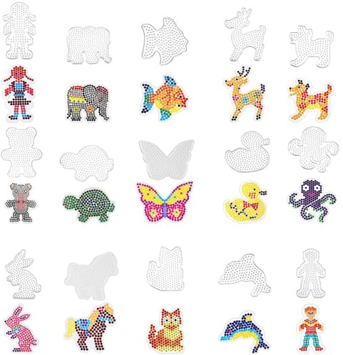 15 Placas de Perlas para Planchar, 5mm Perlas de Fusión, Animal Pegboards Plantillas, Plantillas de Cuentas para Planchar con 15 Tarjetas Coloridas Placas, Kit de Manualidades para Niños