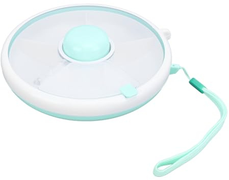 LUCKDANO Kids Snack Container Snack Box 360° Rotating Reusable ABS Material 5 Compartment Leakproof with Hand Strap for Kids Lunch Snacks (Mint Green)
