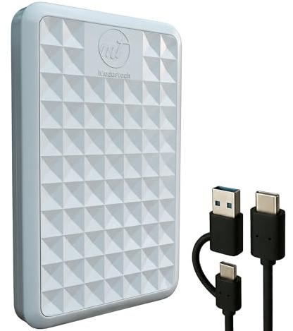 ModusTech Facet Disque Dur Externe Portable, USB-C/USB 3.1, Plug & Play, Disque HDD Ultra Fin pour Sauvegarde, Gaming, PC, Mac, Ordinateur Portable, PS4, Xbox, Smart TV (Blanc, 1 to)
