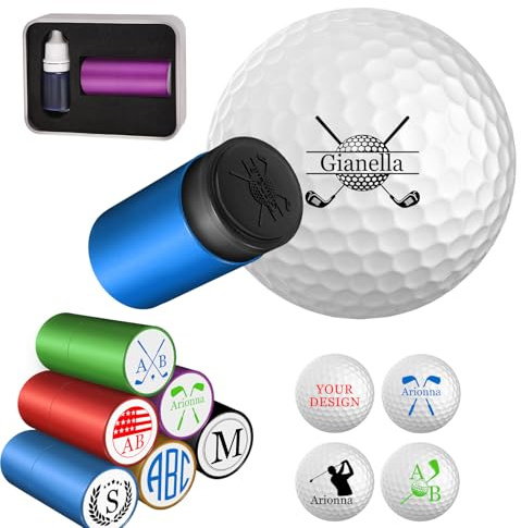 Akmxem Golfball-Stempel Personalisierte Golfballmarker Schnelltrocknend Selbsttintenend Wasserfest mit Logo Monogramm Mehrfachverwendbar, Golfzubehör Geschenk für Männer Vater Ehemann Golfer