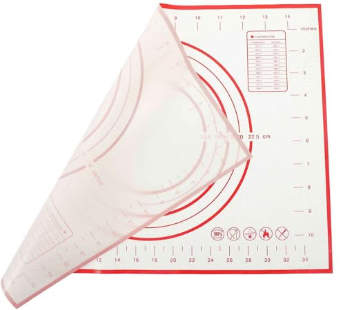 HOODANCOS Set 2 Tappetini da Forno in Silicone 40x30cm Antiscivolo e Antiaderente per Impastare Pizza e Dolci Misure, Accessori da Cucina per Pasticceria e Preparazioni Casalinghe